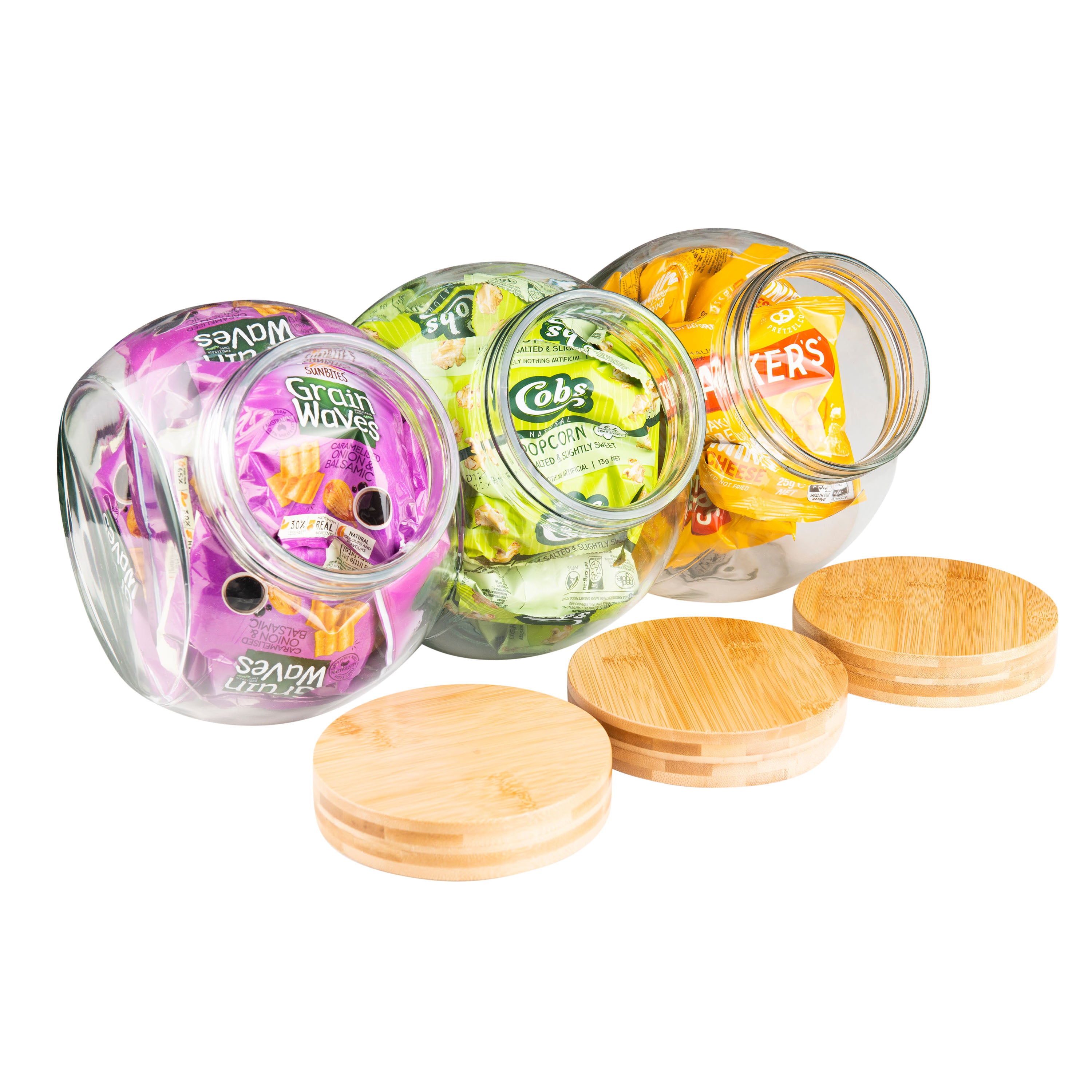 4L Glass Snack Jar with Bamboo Lid - Airtight Food Storage Container for Kitchen, Pantry & Office - Perfect for Dry Foods, Cookies, Nuts & Coffee