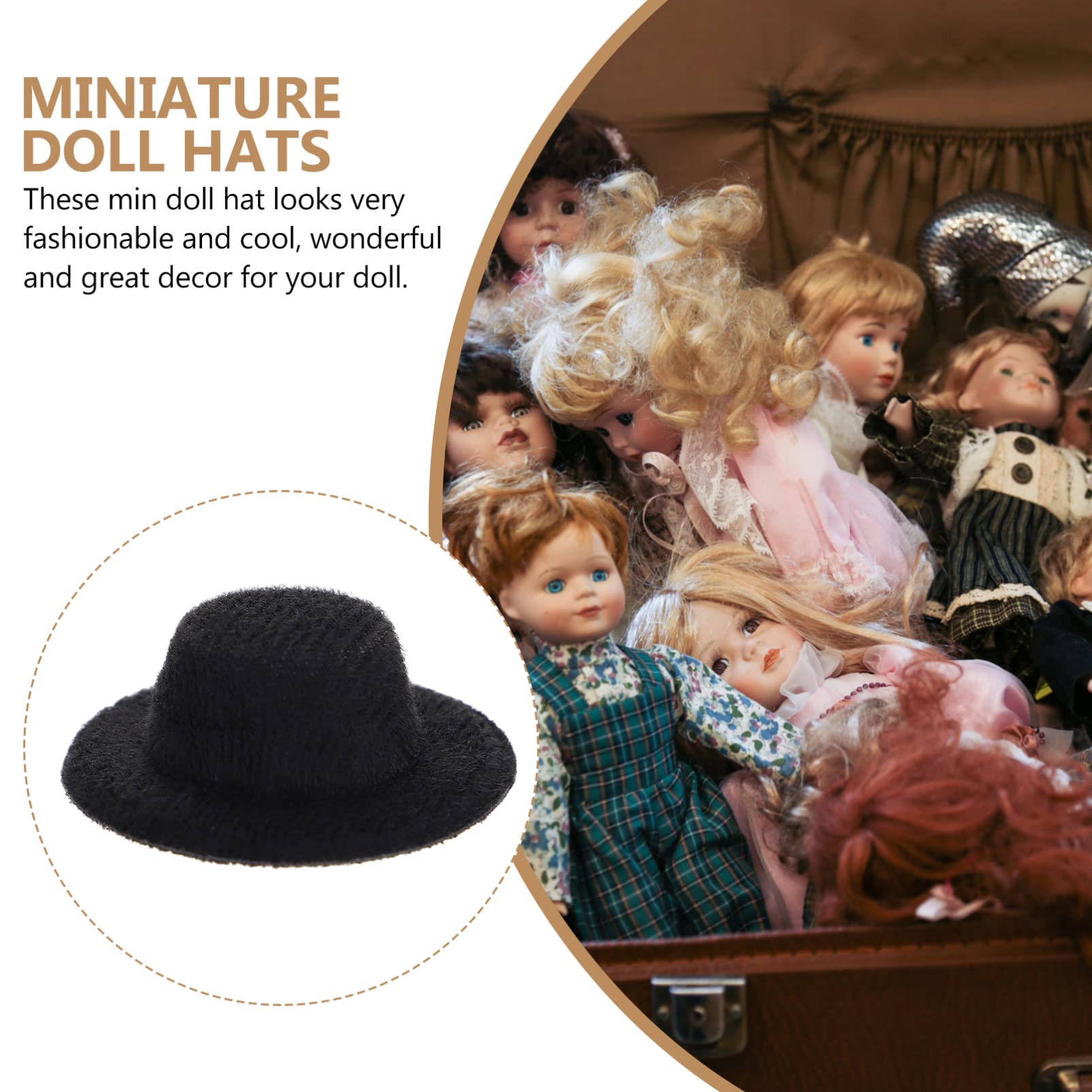 20-Pack Mini Black Formal Hats for Dolls - 4cm/1.57