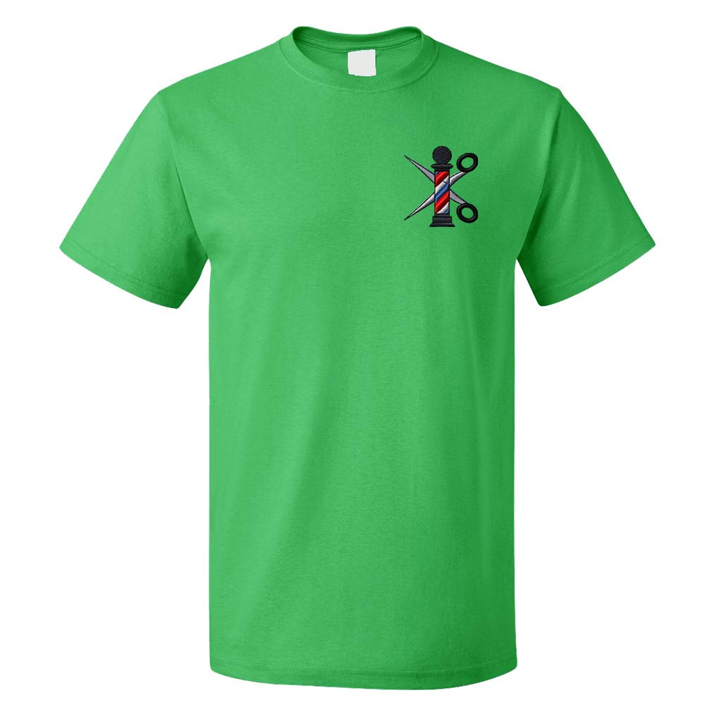 Funny Barber Pole Scissors Graphic T-Shirt for Men - 100% Cotton Comfort Fit Tee - Perfect for Barbers, Hairstylists & Salon Appreciation Gifts