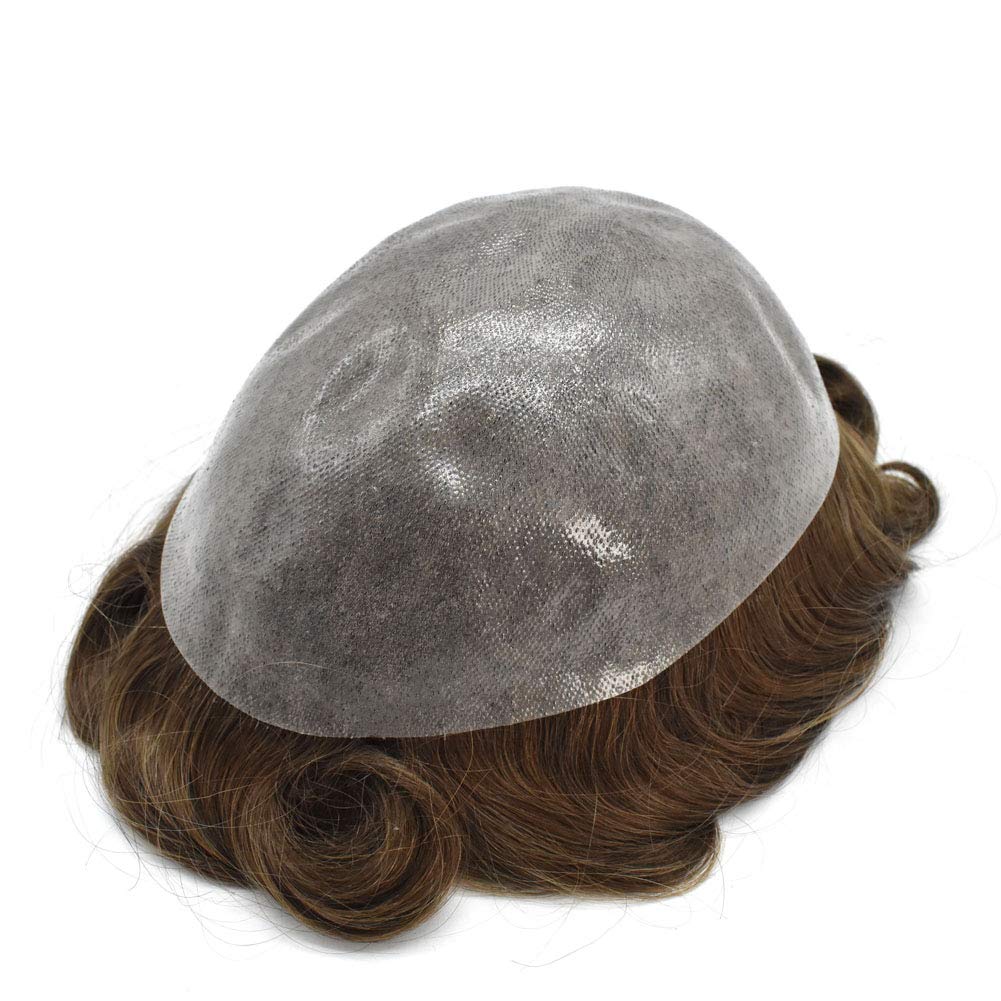 Premium Men's Toupee - 100% Human Hair System with Thin Skin Base - 6