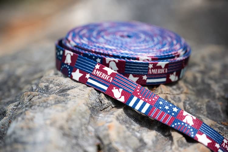 Country Brook Design - Patriotic Spirit of '76 Polyester Webbing for DIY Crafts, Dog Collars & Home Decor | Red White & Blue Striped Fabric for July 4th, Memorial Day & Veterans Day Celebrations
