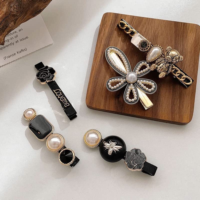 ASSU Korean Style Hair Clips - Elegant Pearl Rhinestone Metal Hairpins for Women & Girls (Pack of 5) | Perfect for Weddings, Parties & Daily Styling