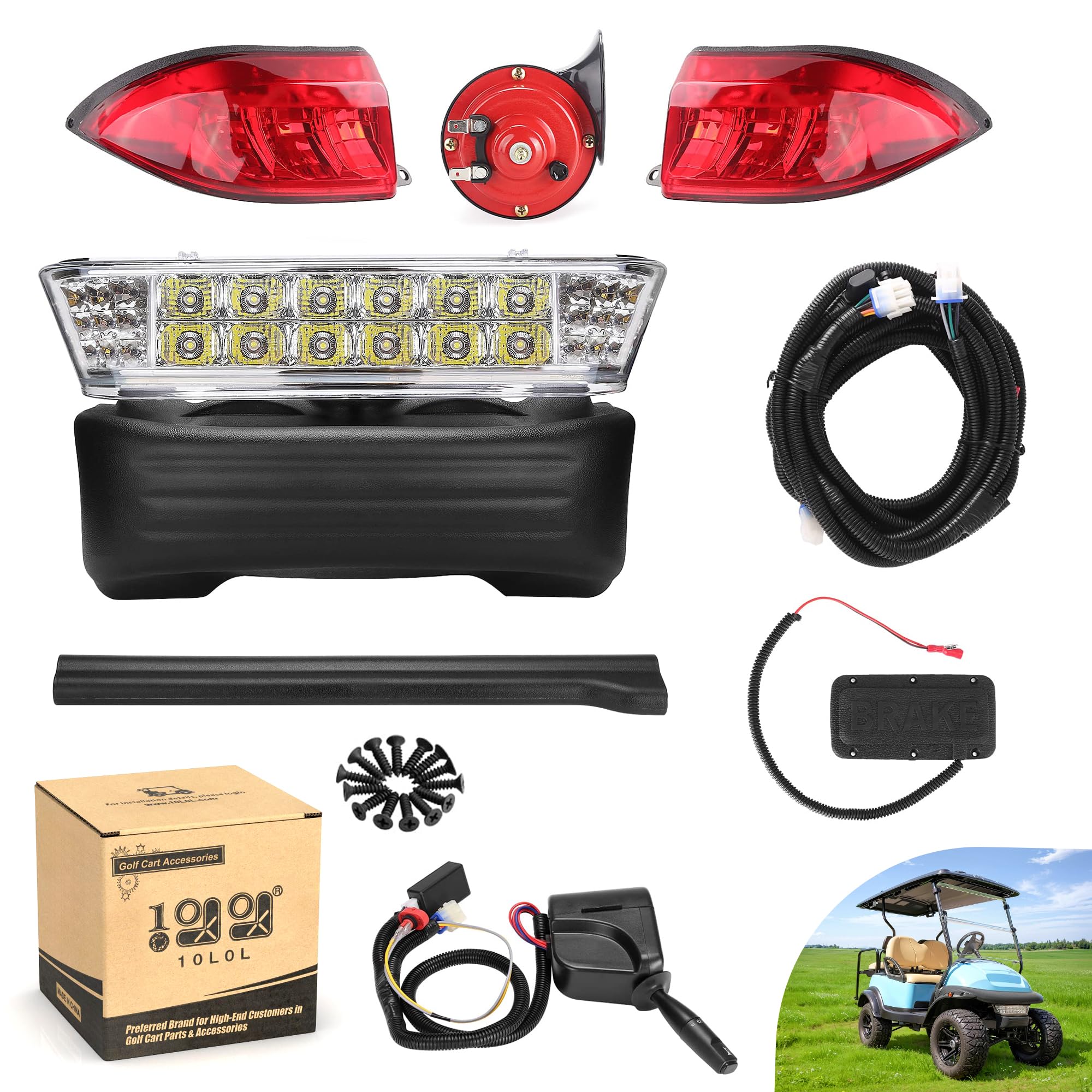 **Deluxe 12V Golf Cart Light Kit for Club Car Precedent 2004-2019 - Street Legal Headlight, Taillight, Turn Signals, Switch, Horn & Brake Pad - Perfect for Night Driving & Safety Enhancement**