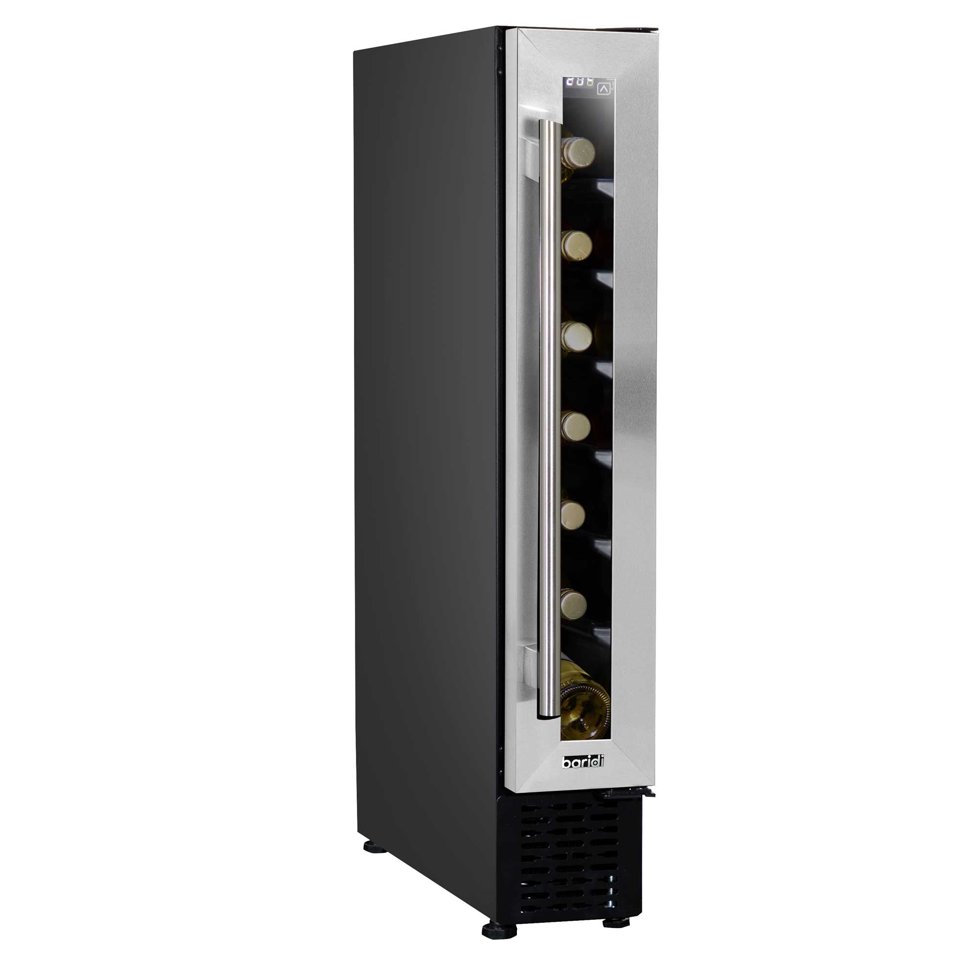 Baridi 7 Bottle 15cm Slim Wine Cooler with Digital Touch Screen Controls - Stainless Steel Wine Refrigerator for Kitchen, Bar, Office | Compact & Energy Efficient DH77