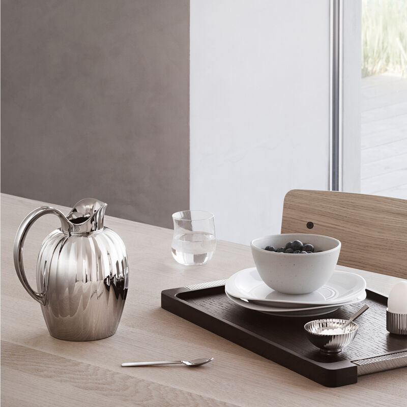 Georg Jensen Bernadotte Smoked Oak Tray - Polished Stainless Steel Serving Tray for Dining, Entertaining & Home Decor