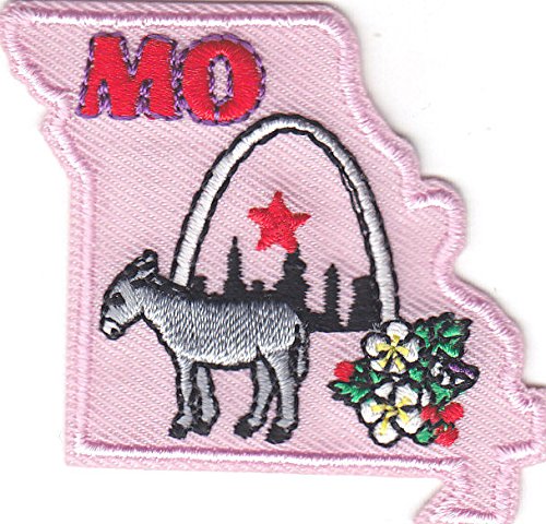 Missouri State Shape Iron On Patch - Embroidered Applique for DIY Crafts, Jackets, Bags & Hats - USA Made State Pride Decoration for Clothing & Accessories