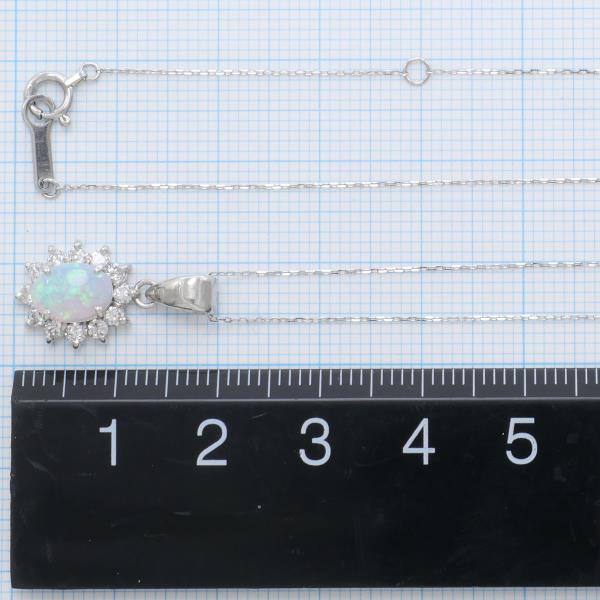 Exquisite Opal & Diamond Necklace in PT900/PT850 Platinum - 3.4g Total Weight, 40cm Chain - Perfect for Weddings, Anniversaries & Special Occasions