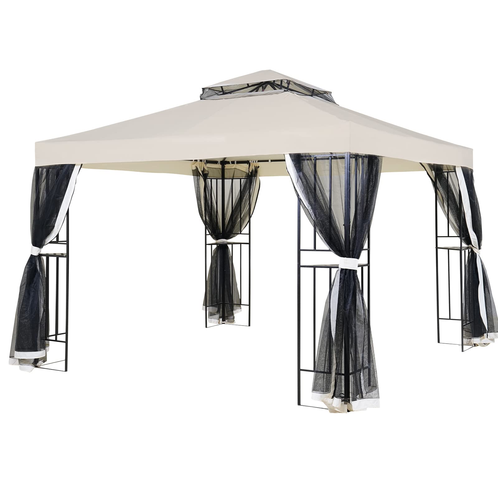 Grand Patio 10x10 FT Outdoor Gazebo with Privacy Screen Mesh Netting - Perfect for Deck, Backyard, Garden & Patio Shade Shelter