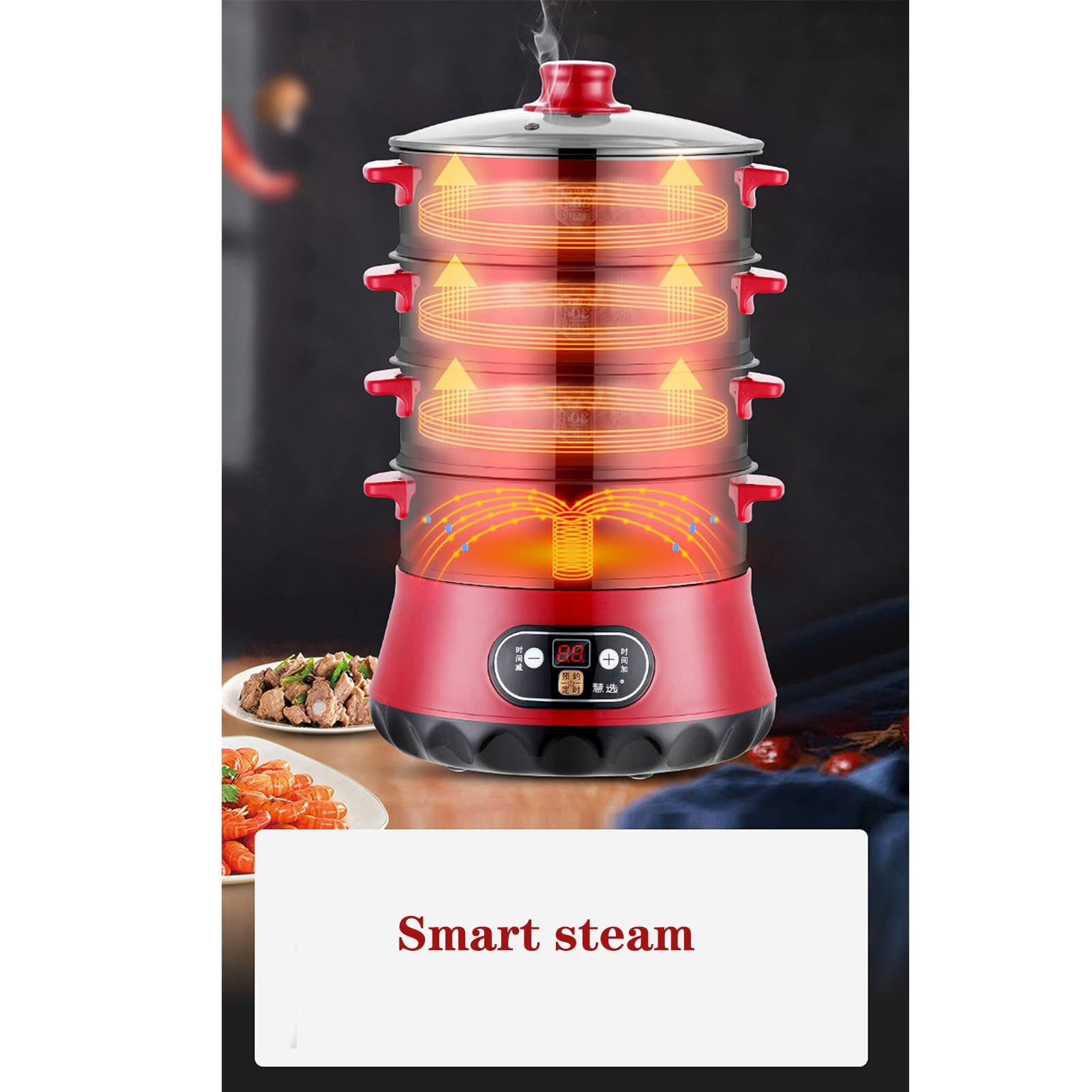 Electric Steamer for Home Use - 3-Tier Multi-Functional Kitchen Appliance for Healthy Cooking | Perfect for Steaming Vegetables, Dumplings & Seafood | Ideal for Small Kitchens & Meal Prep
