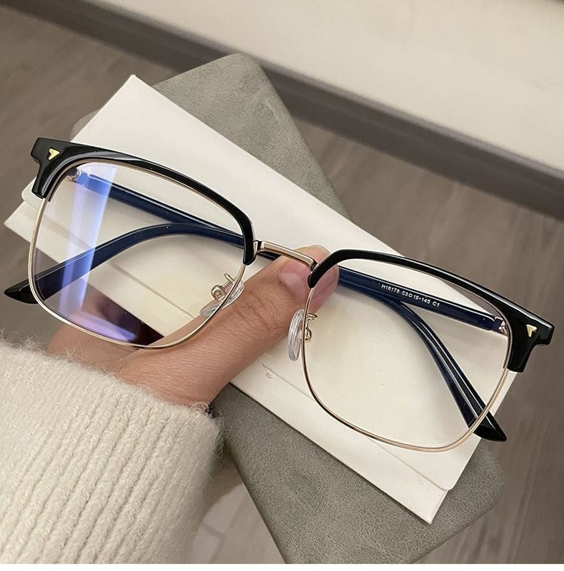 Anti Blue Light Reading Glasses - Half Frame Metal Business Eyewear for Computer Work, Office & Screen Time Protection