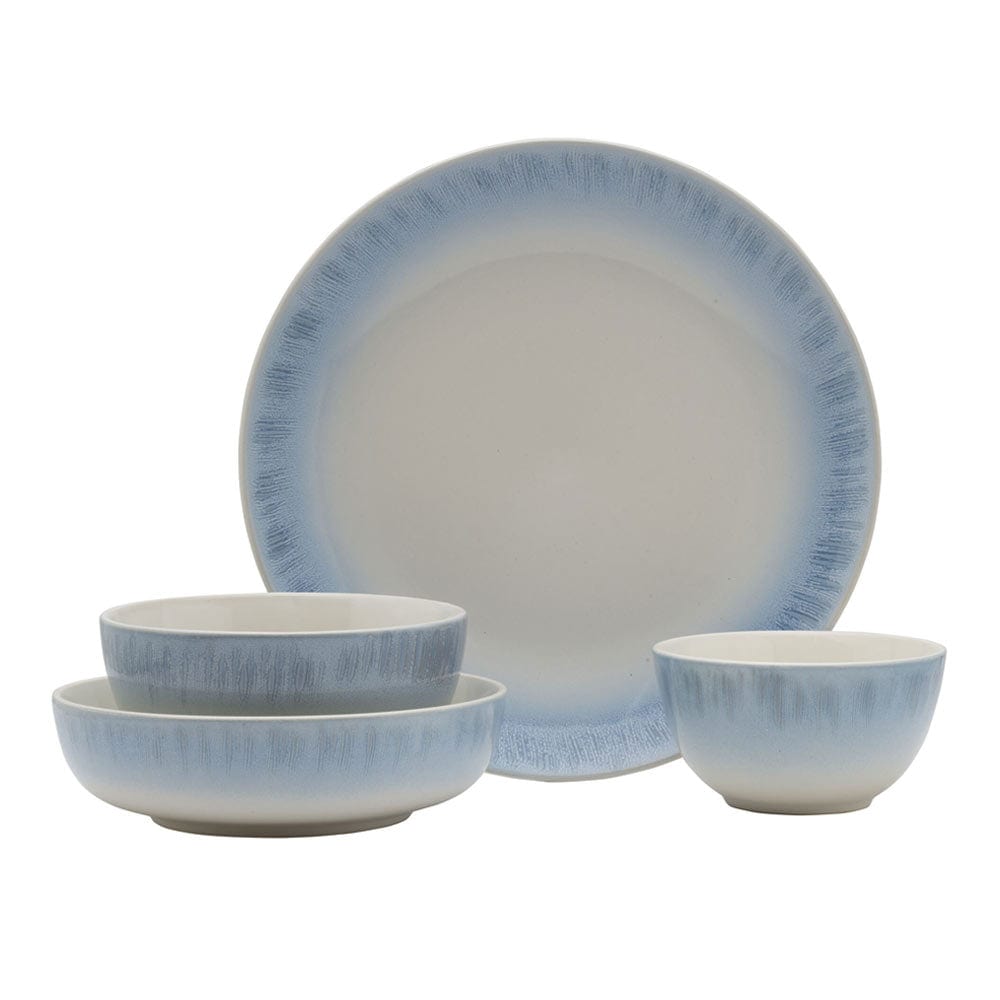 Logan Blue 32-Piece Dinnerware Set - Porcelain Tableware Service for 8 People, Dishwasher & Microwave Safe - Perfect for Family Dinners, Parties, and Holiday Gatherings