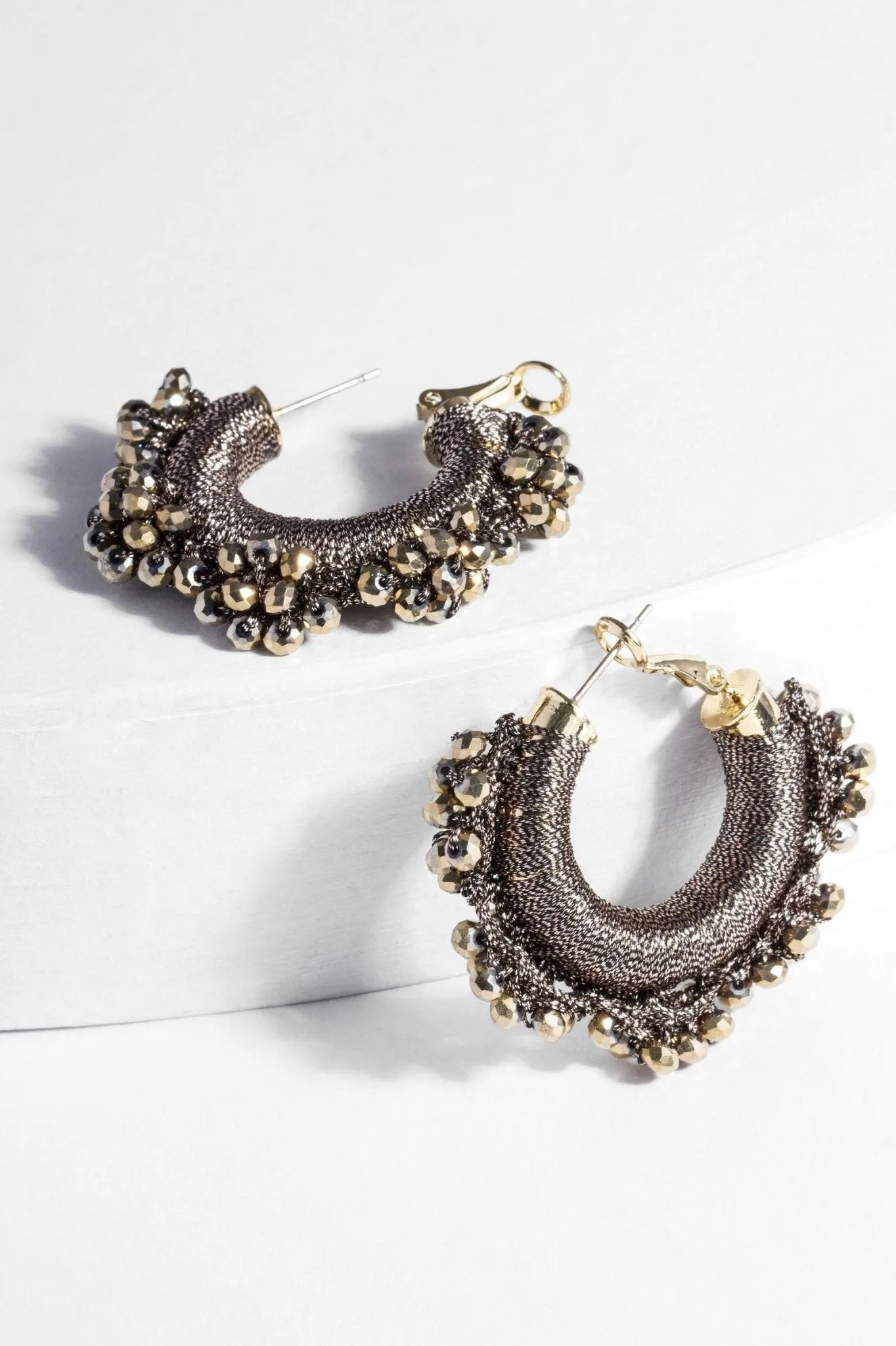 Royal Redux Beaded Hoop Earrings for Women - Elegant Gold-Tone Statement Jewelry - Perfect for Parties, Weddings & Everyday Wear
