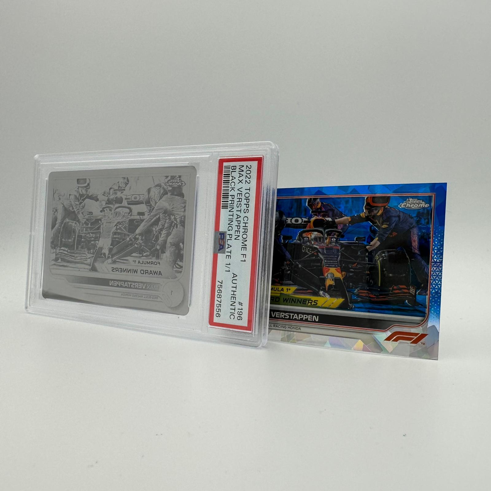 PSA Authentic 1/1 Max Verstappen #196 Black Printing Plate - Rare Collectible for F1 Fans & Sports Memorabilia Enthusiasts - Perfect for Display, Gifts, and Investment Collections