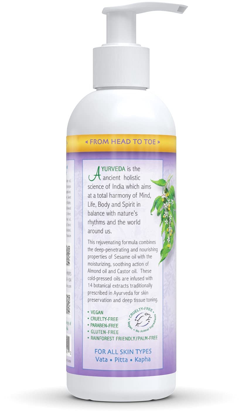 Auromere Ayurvedic Hand Face & Body Lotion - Vegan, Cruelty Free, Natural, Non GMO, Moisturizing, Paraben & Sulfate Free (8 fl oz, 2 Pack) | Hydrating Dry Skin for Daily Use at Home, Office & Travel