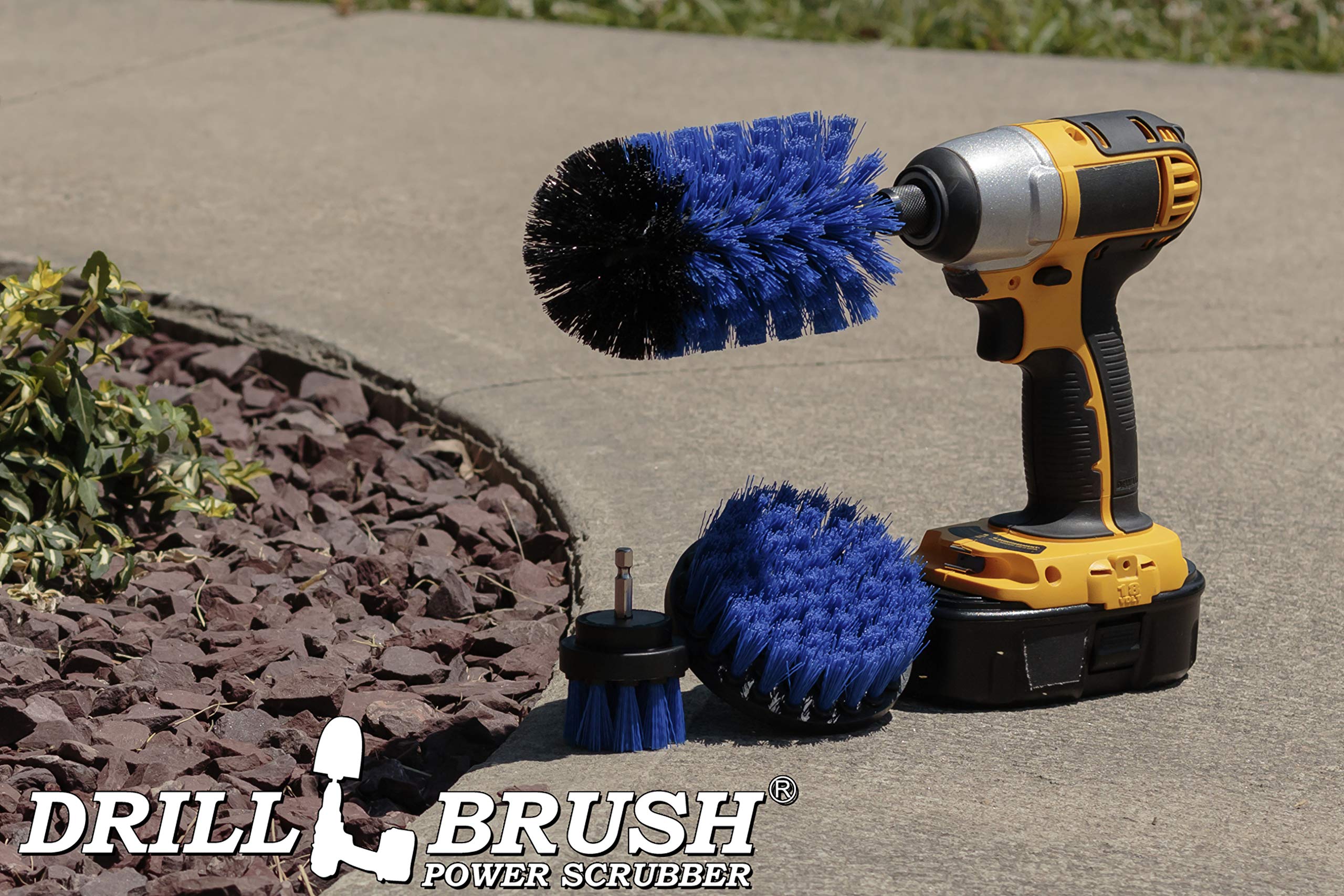 Blue Boat Brush Set - Medium Stiffness Pool & Car Cleaning Tools for Boats, Pools, Aquariums