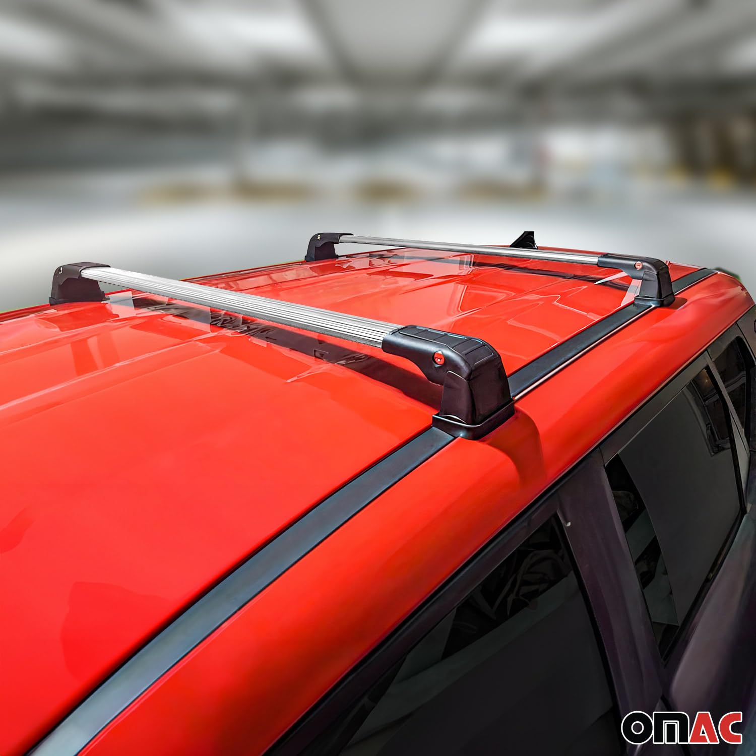 OMAC Aluminum Roof Rack Cross Bars - Compatible with Mazda 3 Sedan 2010-2018 (2-Pack, Gray) - Anti-Theft Design for Kayak, Canoe, Surfboard, Ski, Snowboard & Camping Gear - Perfect for Road Trips & Outdoor Adventures