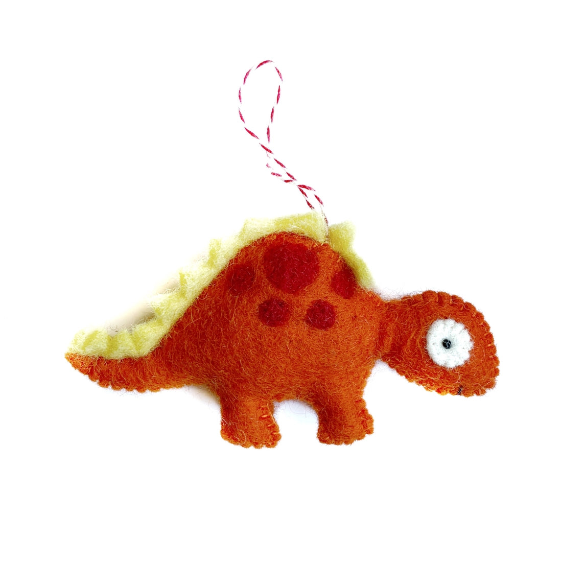 Handmade Stegosaurus Dinosaur Felt Ornament - Christmas Tree Decoration, Kids Room Decor, Jurassic Themed Party Supplies