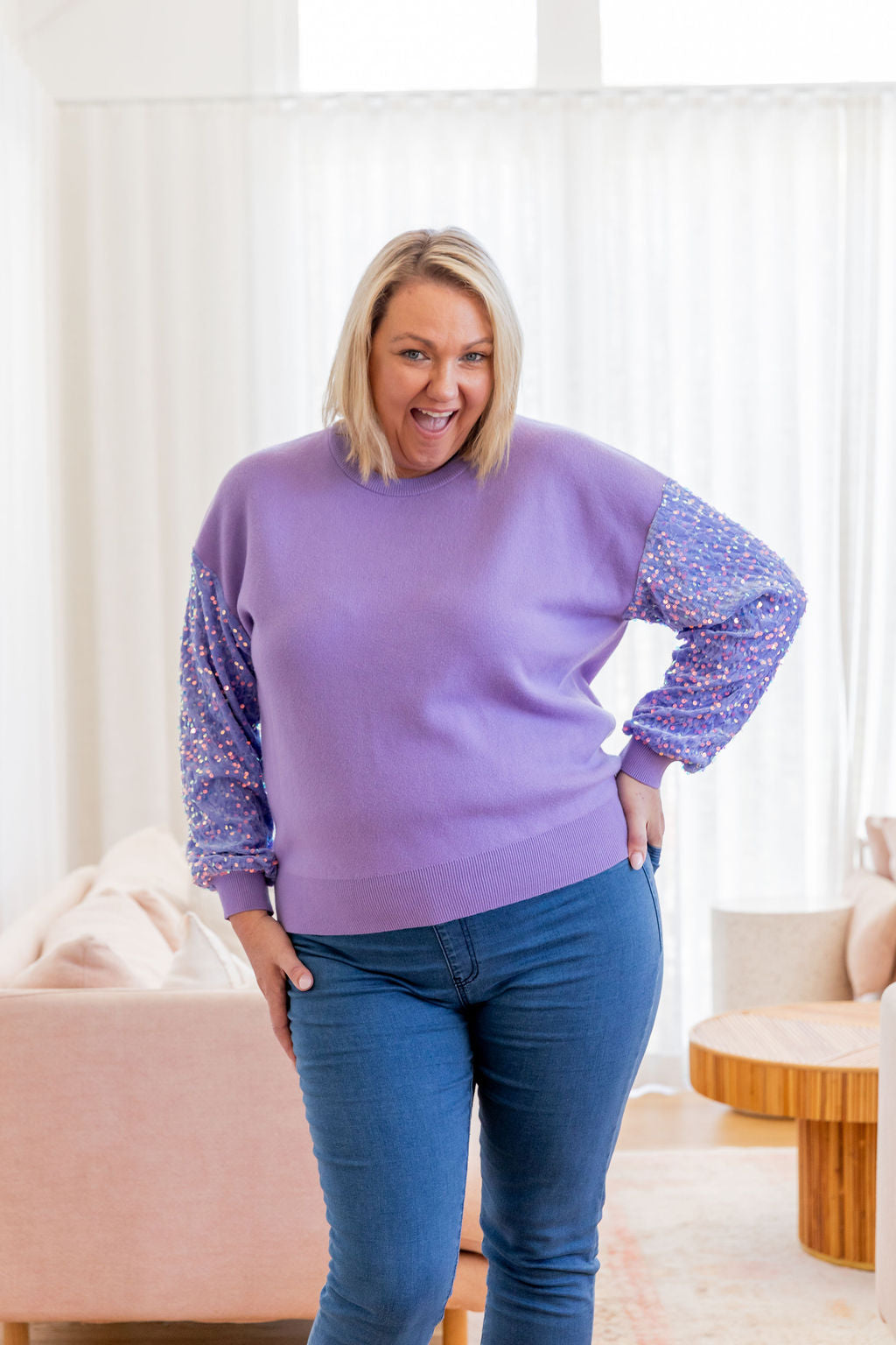 Lilac Glam Knit Sweater for Women - Cozy & Stylish Pullover for Fall & Winter Fashion | Perfect for Casual Outings & Office Wear