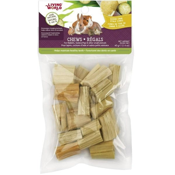 Living World Sugarcane Stalk Cubes - Natural Small Animal Chews for Rabbits, Guinea Pigs & Hamsters - Healthy Dental Treats for Pets - Perfect for Cage Enrichment & Chewing Needs