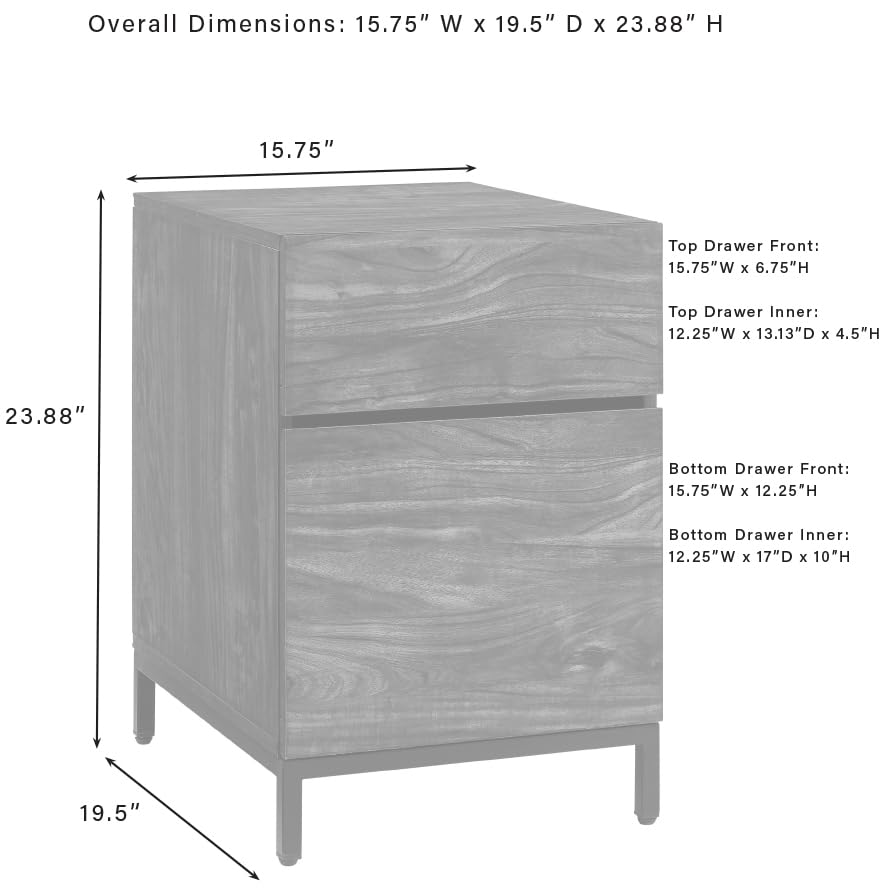 Crosley Furniture Jacobsen File Cabinet - Home Office Storage Organizer, Brown Wooden Filing Cabinet for Documents & Folders - Perfect for Office, Study, and Workspace Organization