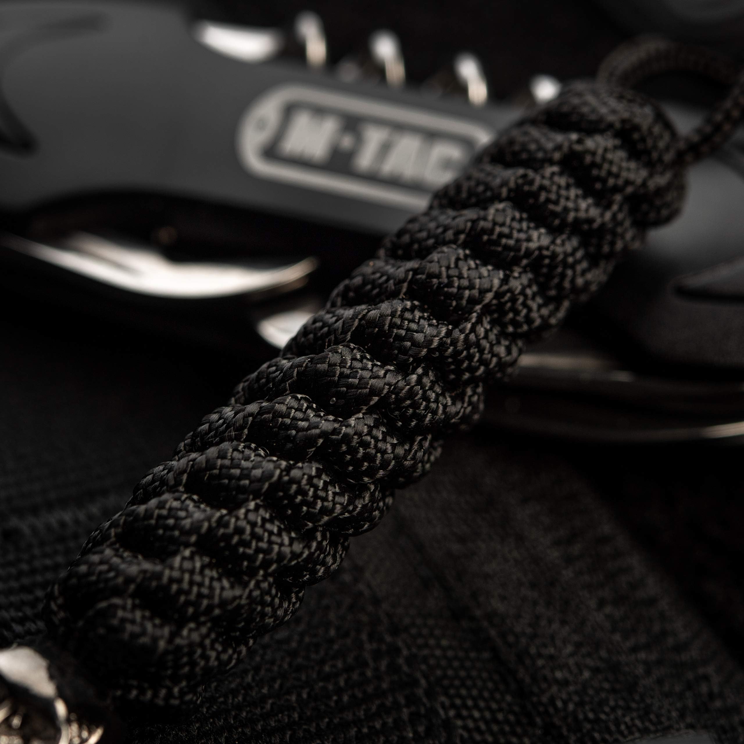M-Tac Skull Paracord Lanyard with Beads - Tactical Knife Lanyard - Durable Helix Design (Black) - Perfect for Outdoor Survival, EDC Gear & Tactical Accessories