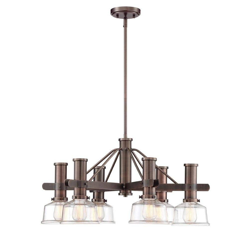 Designers Fountain 96586-SCB Carson Six Light Chandelier - Satin Copper Bronze Finish with Clear Glass Shades - Elegant Dining Room, Living Room, or Entryway Lighting Fixture