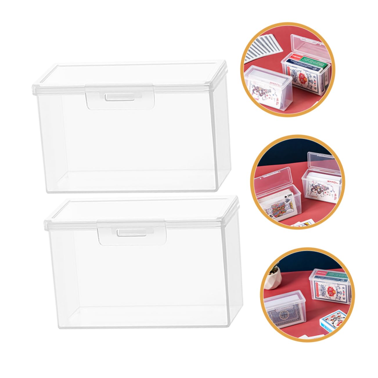 PHENOFICE 2-Pack Playing Card Storage Box - Durable Rectangular Card Holder Case for Poker, MTG, Yu-Gi-Oh & Board Game Cards - Perfect for Home Game Nights, Travel & Collectible Card Organization