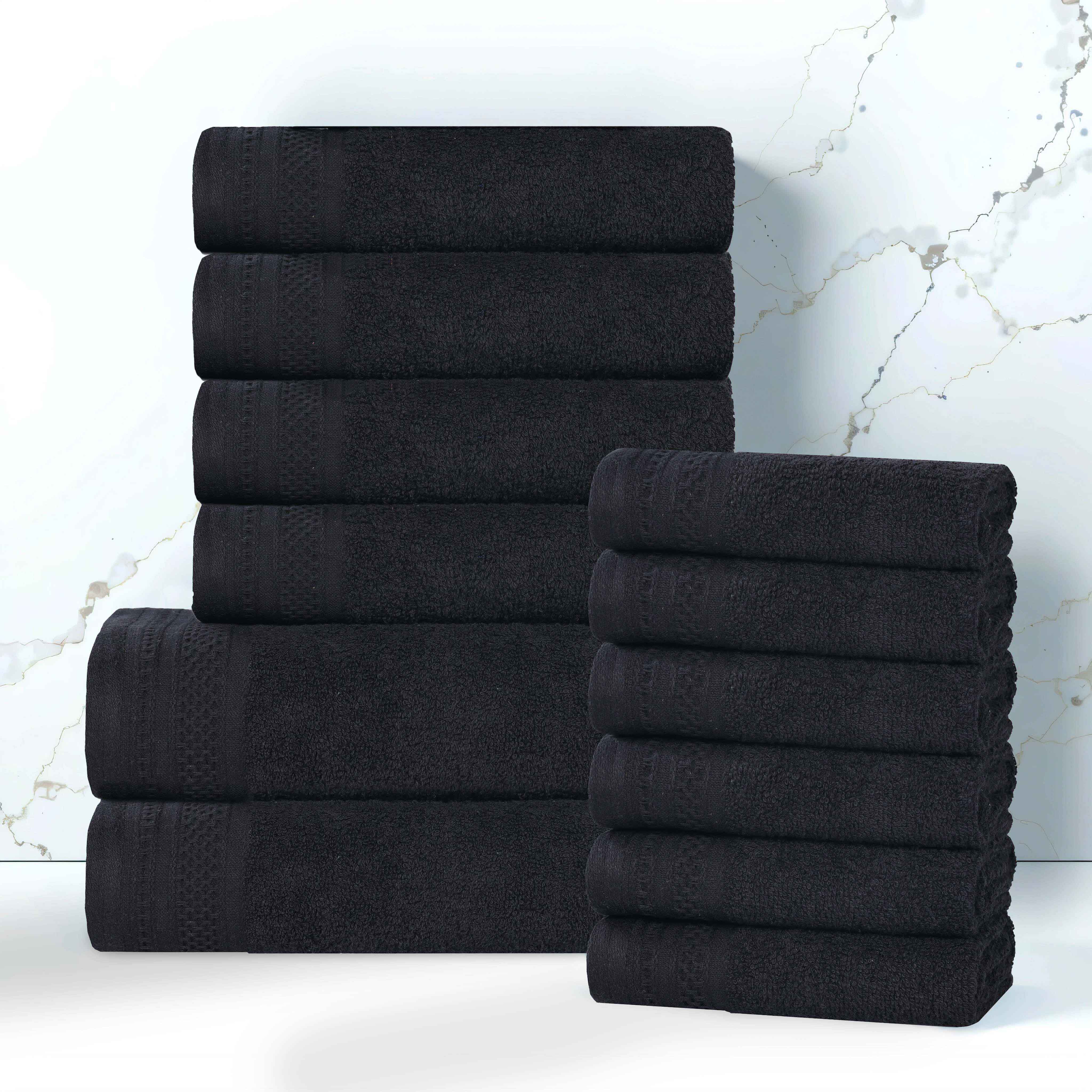 Premium Honeycomb Waffle Weave Cotton Towel Set - 12 Piece Luxury Bath Towel Collection for Spa, Hotel & Home Decor