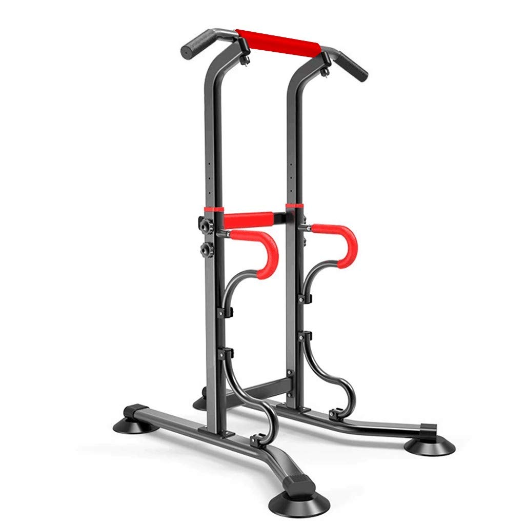 Adjustable Power Tower Dip Station - Multifunctional Home Gym Equipment for Pull Ups, Chin Ups & Dips - Heavy Duty Power Rack with Fitness Bands (Black) - Perfect for Home Workouts, Strength Training & Bodyweight Exercises