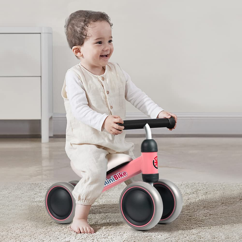 Xiapia Baby Balance Bike for 1-2 Year Olds | No-Pedal Toddler Bike with 4 Silent Wheels | First Birthday & Christmas Gift for Boys & Girls | Perfect for Indoor Play & Outdoor Learning to Ride