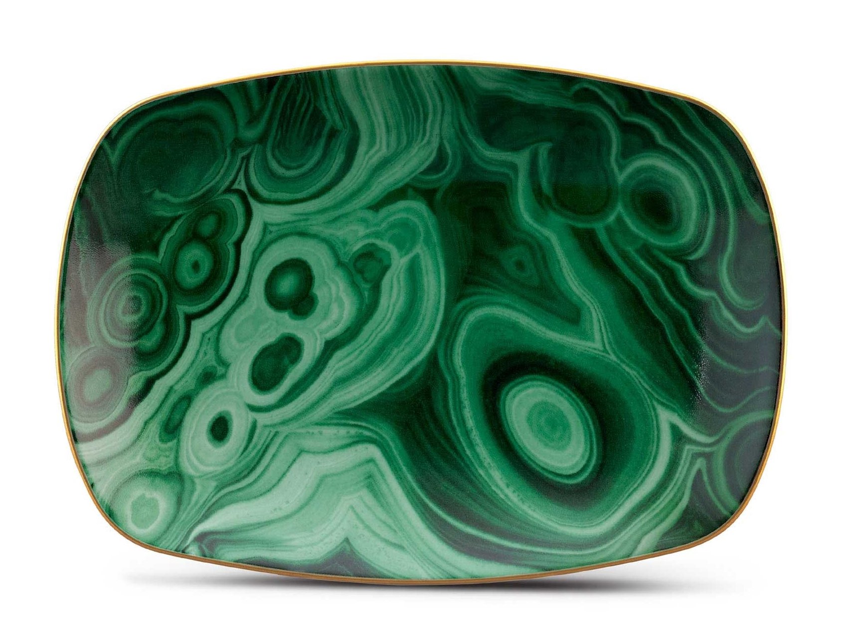 L'Objet Malachite Rectangular Tray - Small Decorative Serving Tray for Home Decor, Dining Table Centerpiece, Jewelry Display & Gift Wrapping | Elegant Stone Pattern Design for Luxury Living Rooms, Bedrooms & Bathrooms