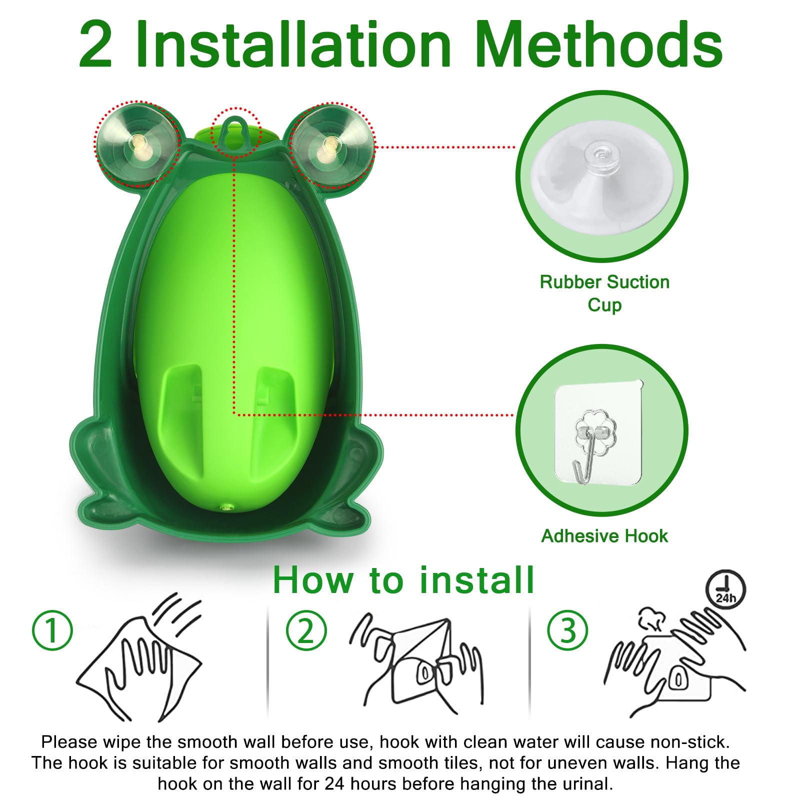 Fun Frog Potty Training Urinal for Toddler Boys - Green Bathroom Trainer with Funny Aiming Target - Perfect for Potty Training Toddlers at Home & Daycare