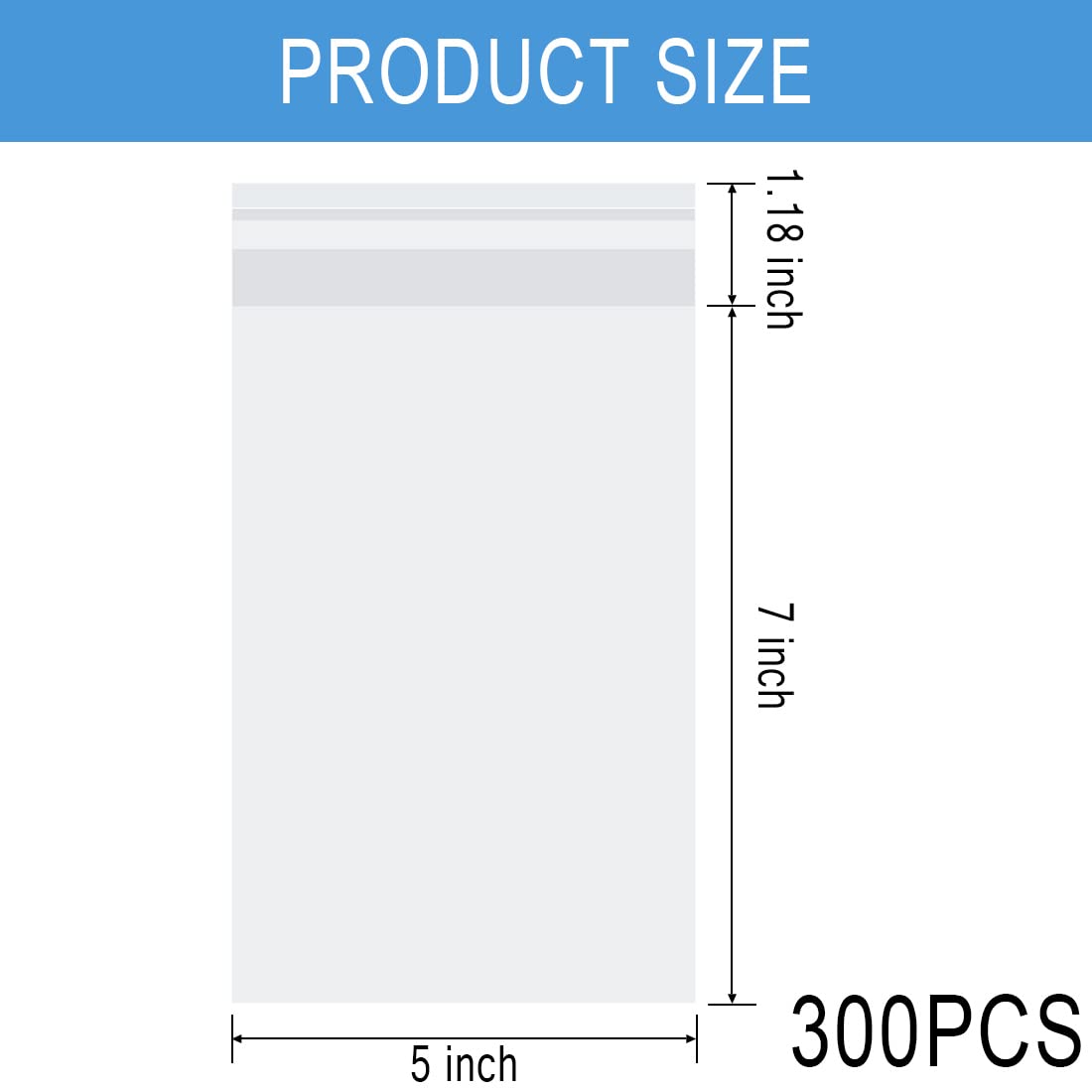 300 Clear 5x7 Self-Sealing OPP Plastic Bags - Resealable Bakery Cookie Bags for Christmas, Halloween Party Favors, Gift Wrapping & Food Storage