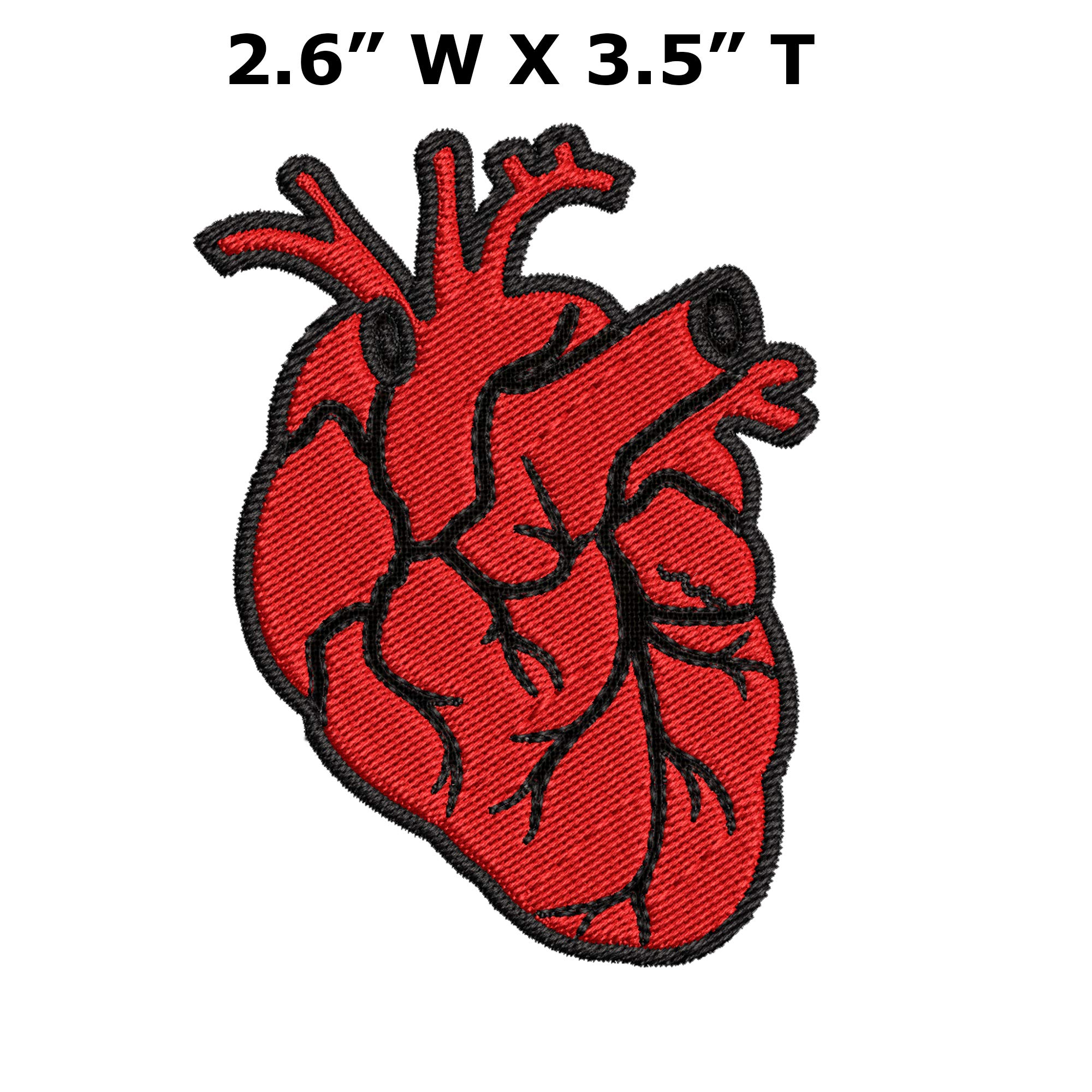 X-Ray Anatomical Heart Embroidered Patch - Iron On & Sew On Badge for Jackets, Backpacks & DIY Crafts | Medical Student Gift & Gothic Fashion Accessory
