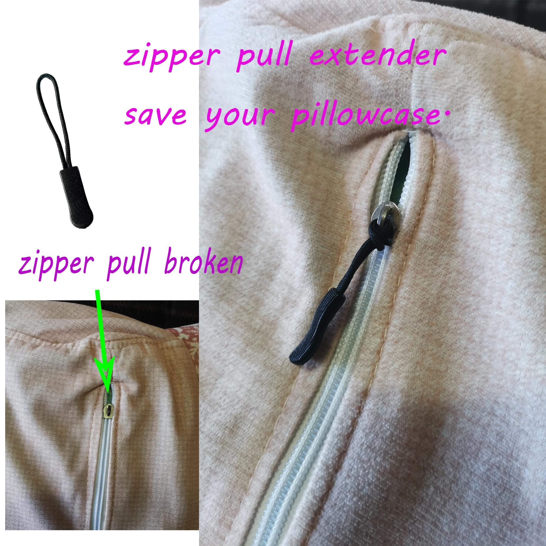 JOSDIOX 20Pcs Pink Replacement Zipper Pulls - Universal #22 Zipper Extender for Backpacks, Jackets, Luggage, Handbags, Pants & Boots | Easy DIY Repair for Broken Zippers on Coats, Purses & Travel Gear