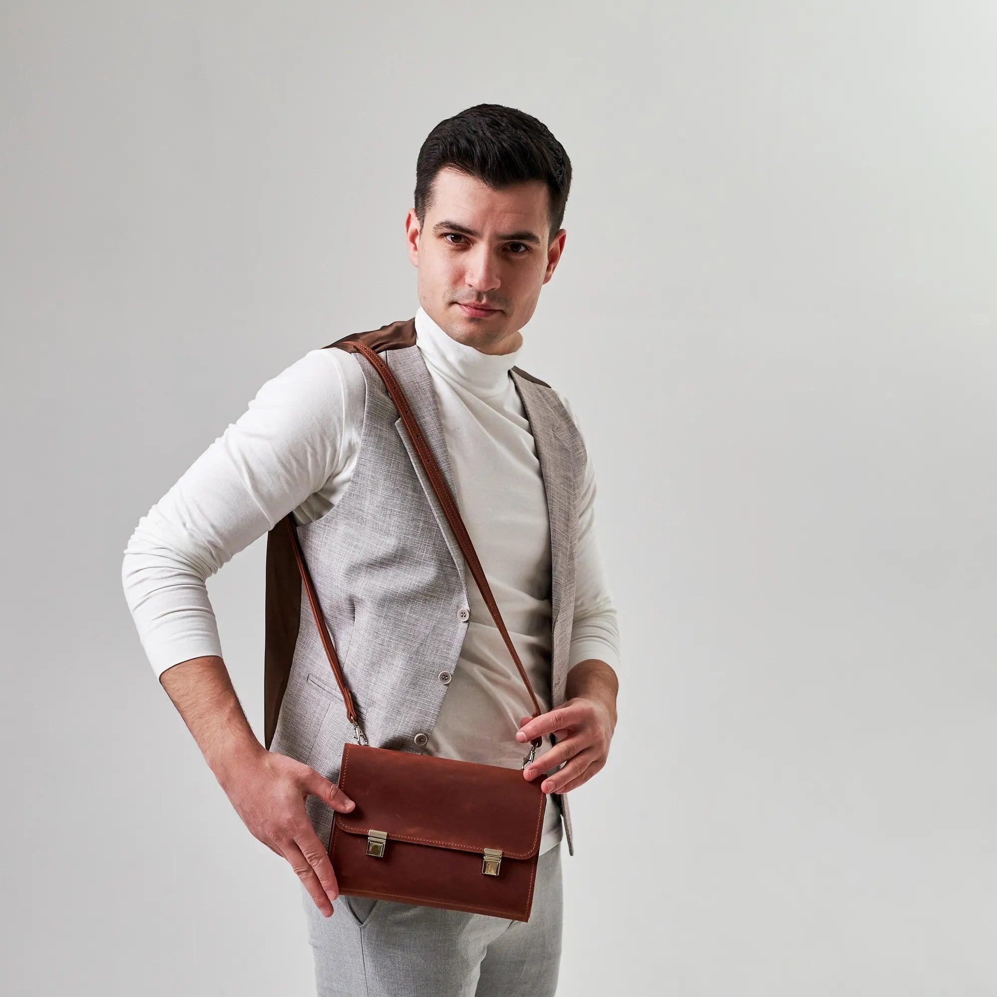 Premium PU Leather Notebook Cover with Adjustable Shoulder Strap - Stylish & Durable Laptop Sleeve for Work, School & Travel