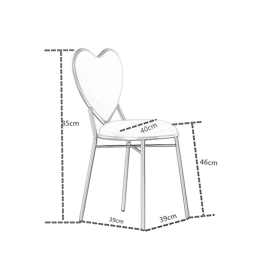 JHSLXD Gold Love Shape Makeup Vanity Chair - Elegant Iron Art Dining & Lounge Armchair for Girls Bedroom, Restaurant, Reading Nook - Multipurpose Decorative Furniture (Gray)