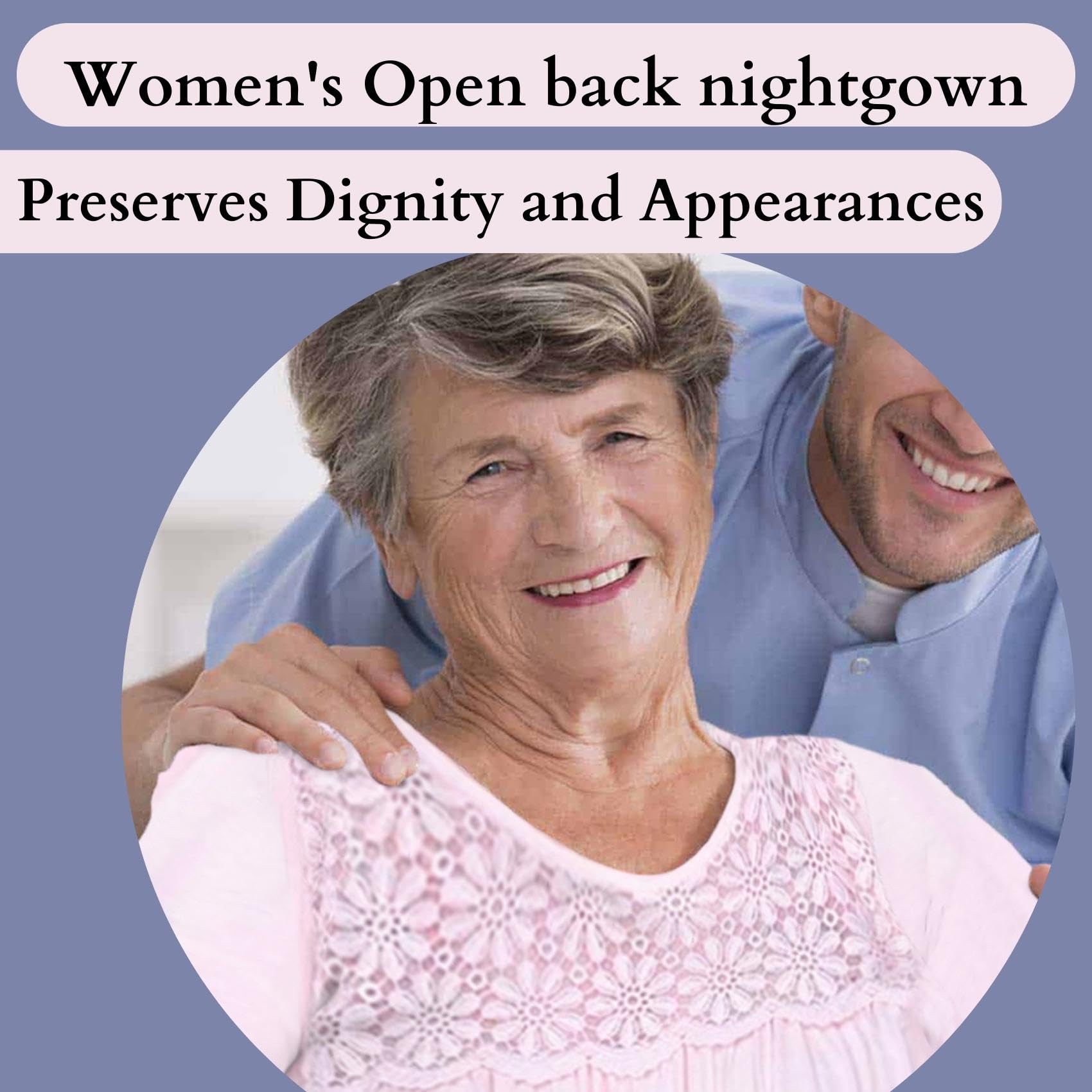 3-Pack Open Back Nightgown for Women - Cotton Long Sleeve Lace Nightgowns for Bedridden Patients - Comfortable Pink Nightwear (Size L-XL) | Perfect for Elderly Care, Hospital Recovery & Home Nursing