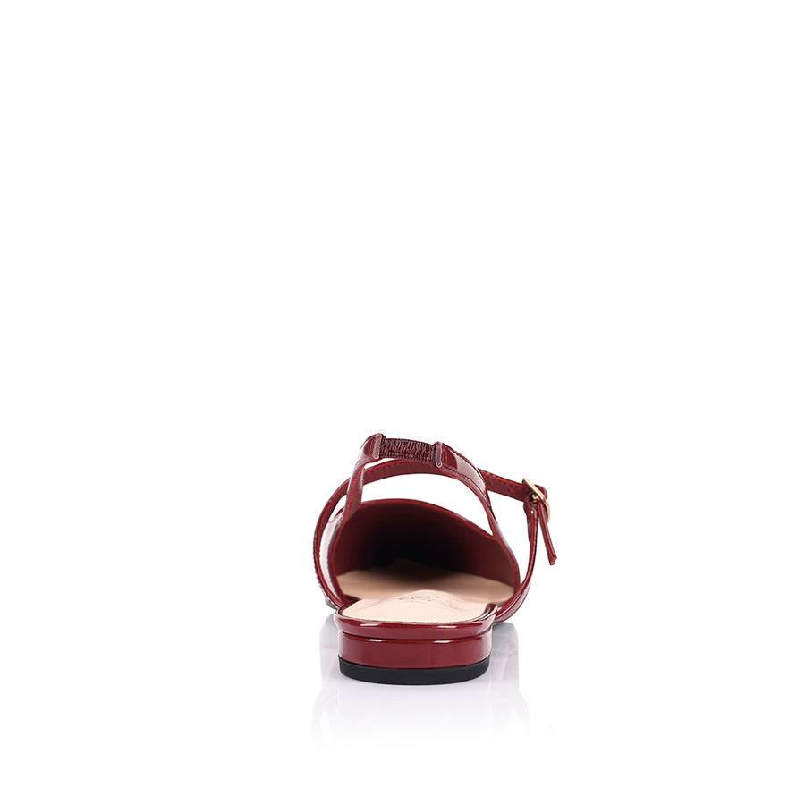 Hiatus Sling Back Flats - Wine Patent Leather Comfortable Women's Shoes for Work, Date Night & Casual Outfits