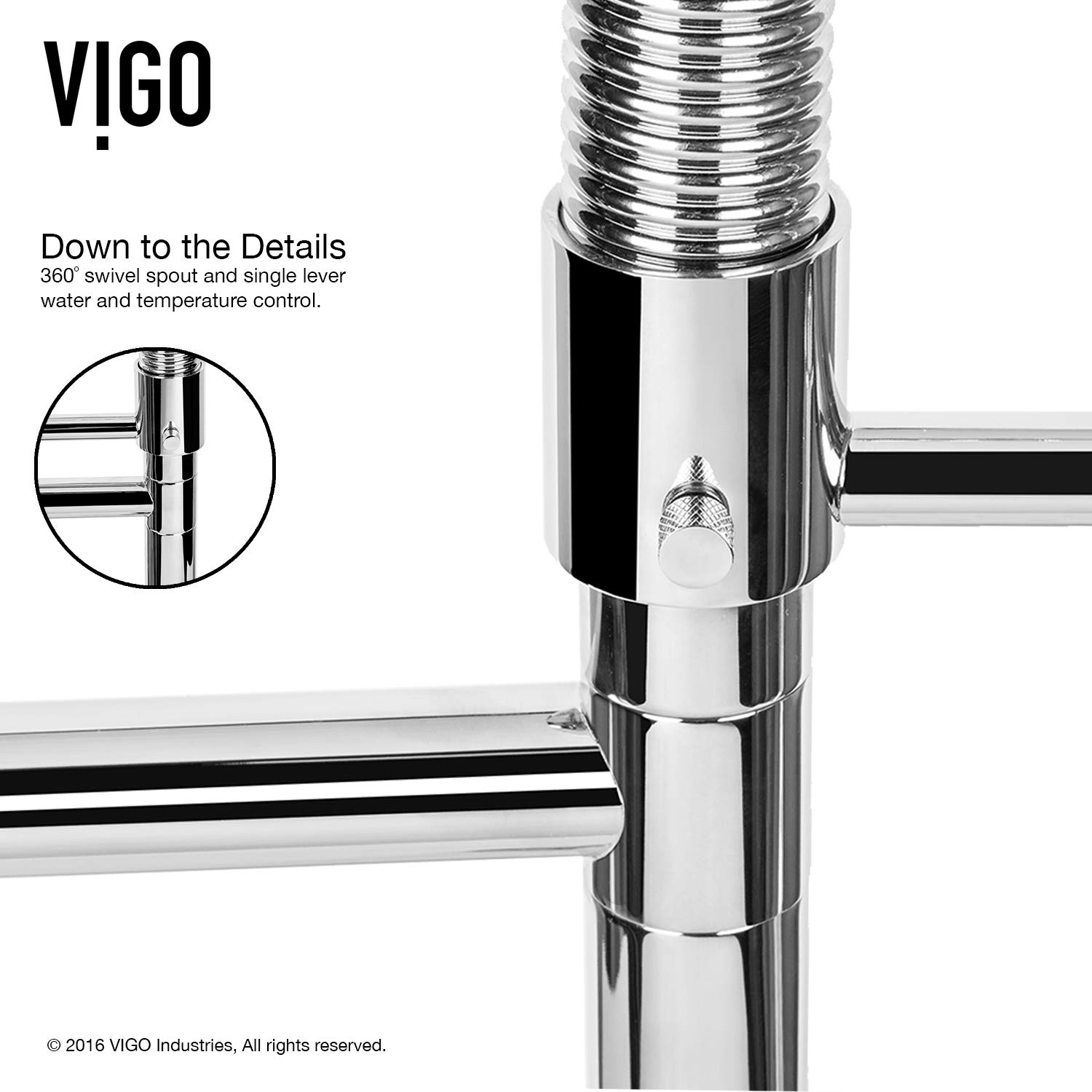 Vigo VG02007CHK2 Stainless Steel Kitchen Faucet with Pull-Down Sprayer - Modern High Arc Design for Sink, Perfect for Cooking, Washing Dishes & Food Prep