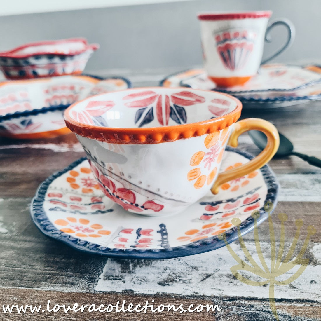 Afrocentric Orange Dinnerware Set - Elegant Ceramic Plates & Bowls for African-Themed Dining - Perfect for Family Dinners, Cultural Events & Restaurant Decor
