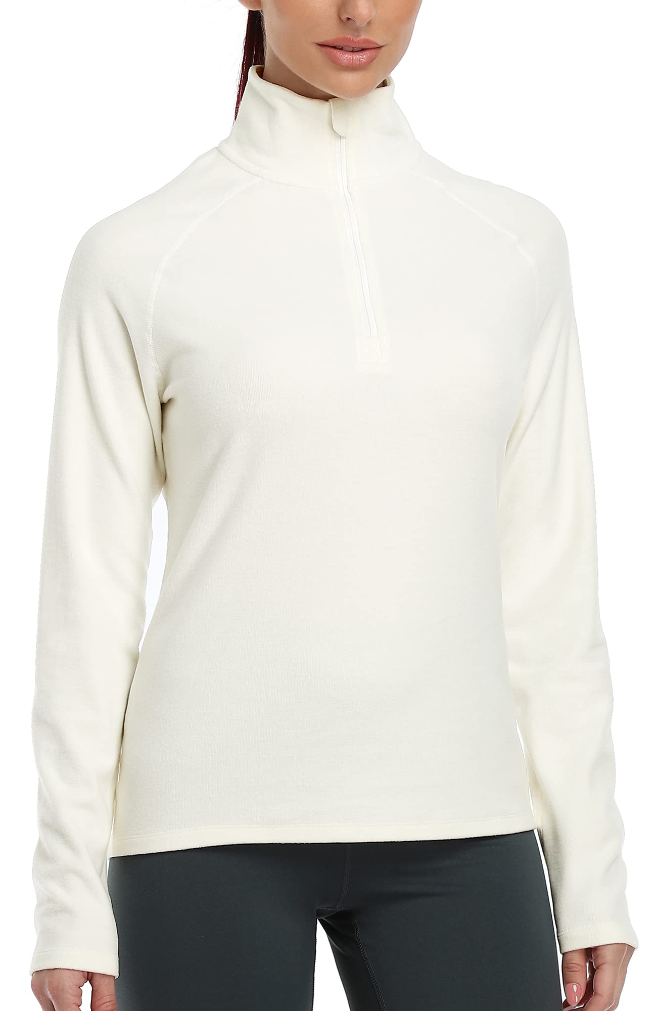 Icyzone Women's Quarter Zip Fleece Pullover - Thermal Long Sleeve Athletic Top for Running, Hiking & Outdoor Activities | Soft Winter Jacket for Casual Wear & Workouts