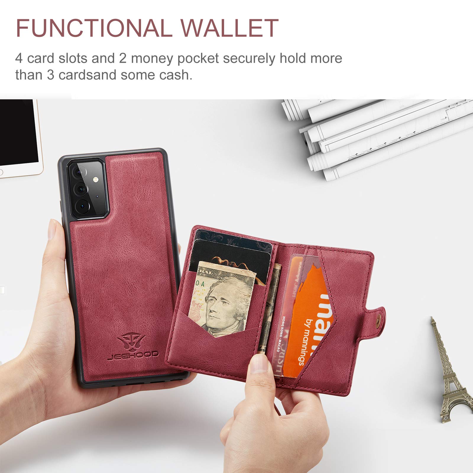 Samsung A52 5G Wallet Case with Magnetic Detachable Holder - Shockproof & Wireless Charging for Daily Use