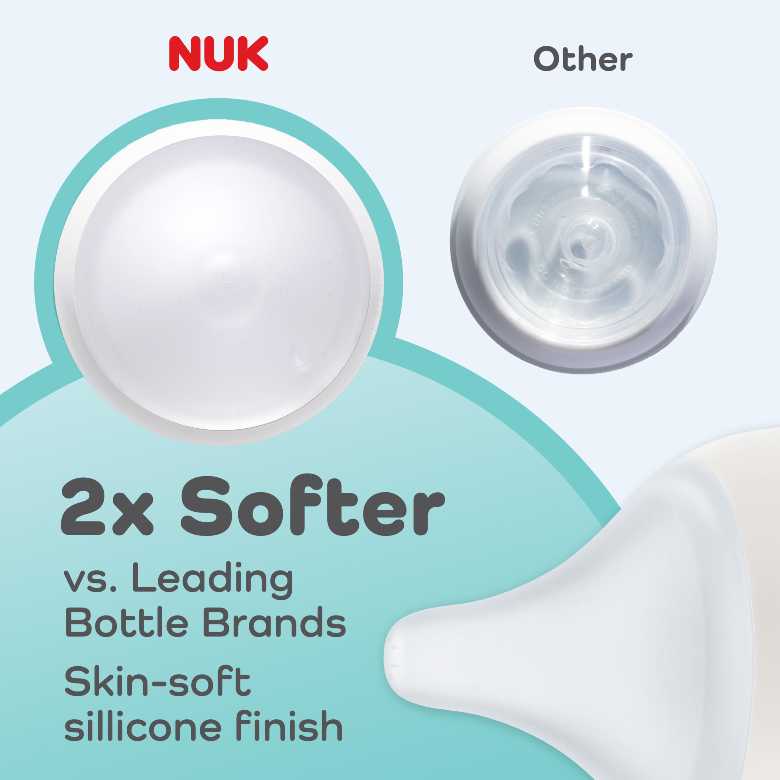 NUK Perfect Match Slow Flow Soft Silicone Baby Bottle Nipples with Anti-Colic Vent - 2 Pack, BPA Free - Ideal for Newborns & Infants with Sensitive Stomachs