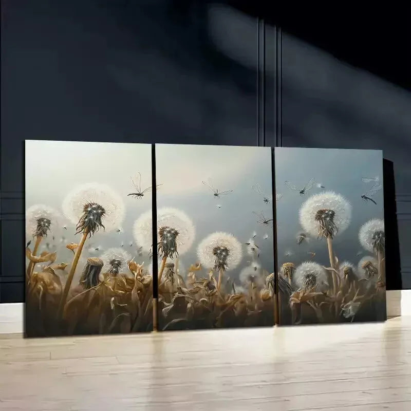 3-Piece Charming Dandelion Wall Art Set - Framed Canvas 50x70cm - High Quality Print - 100% Australian Made - Ready to Hang - Perfect for Living Room, Bedroom & Office Decor