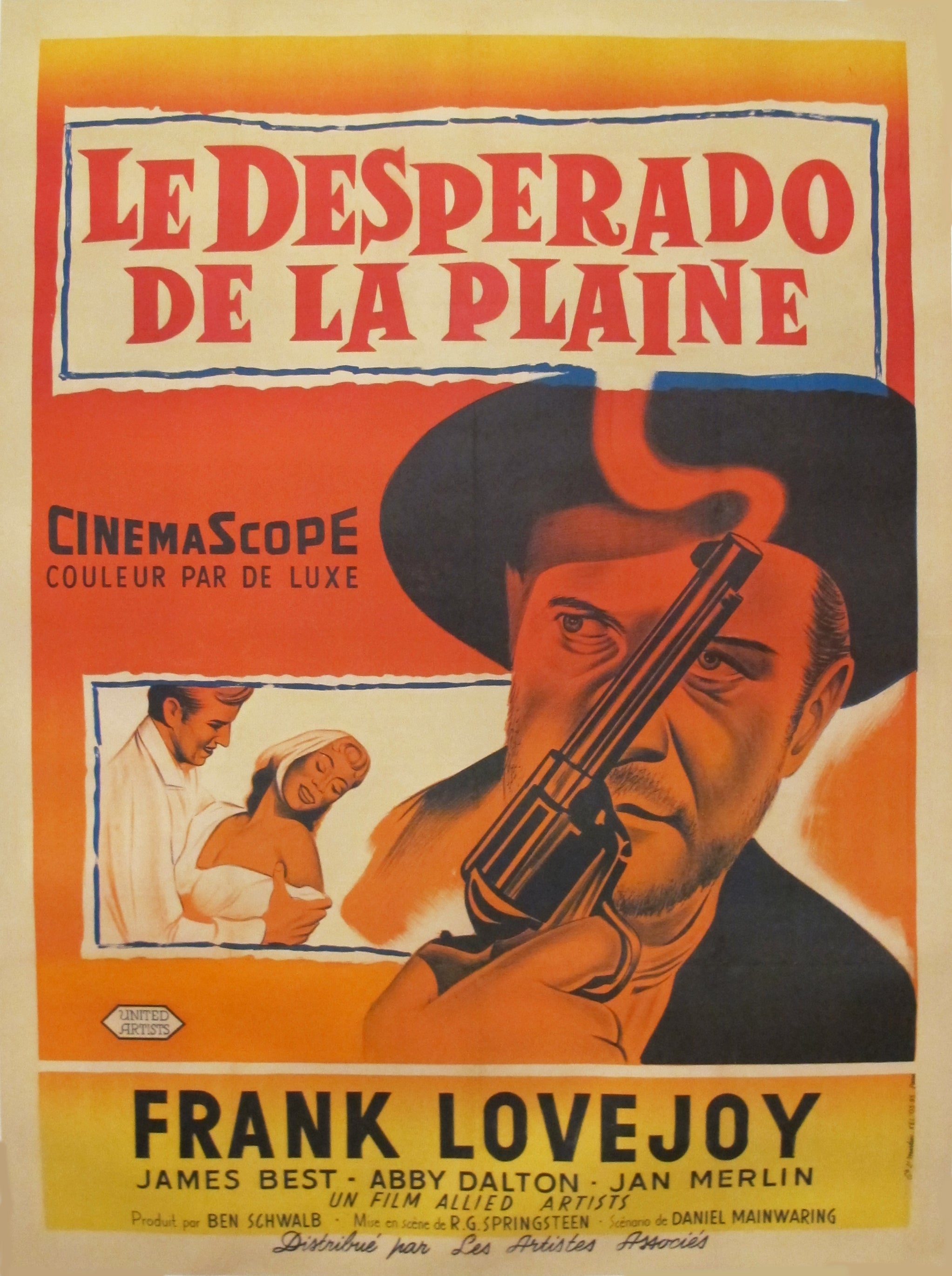 1958 Original Vintage Movie Poster - Desperado de la Plaine - Classic Western Film Collectible for Home Theater & Man Cave Decor