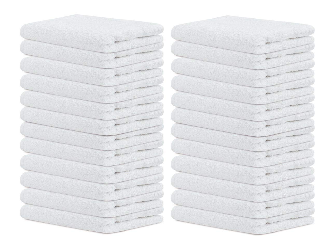 12 Pack White Cotton Terry Hand Towels - Ultra Soft & Absorbent Gym & Salon Towels (16