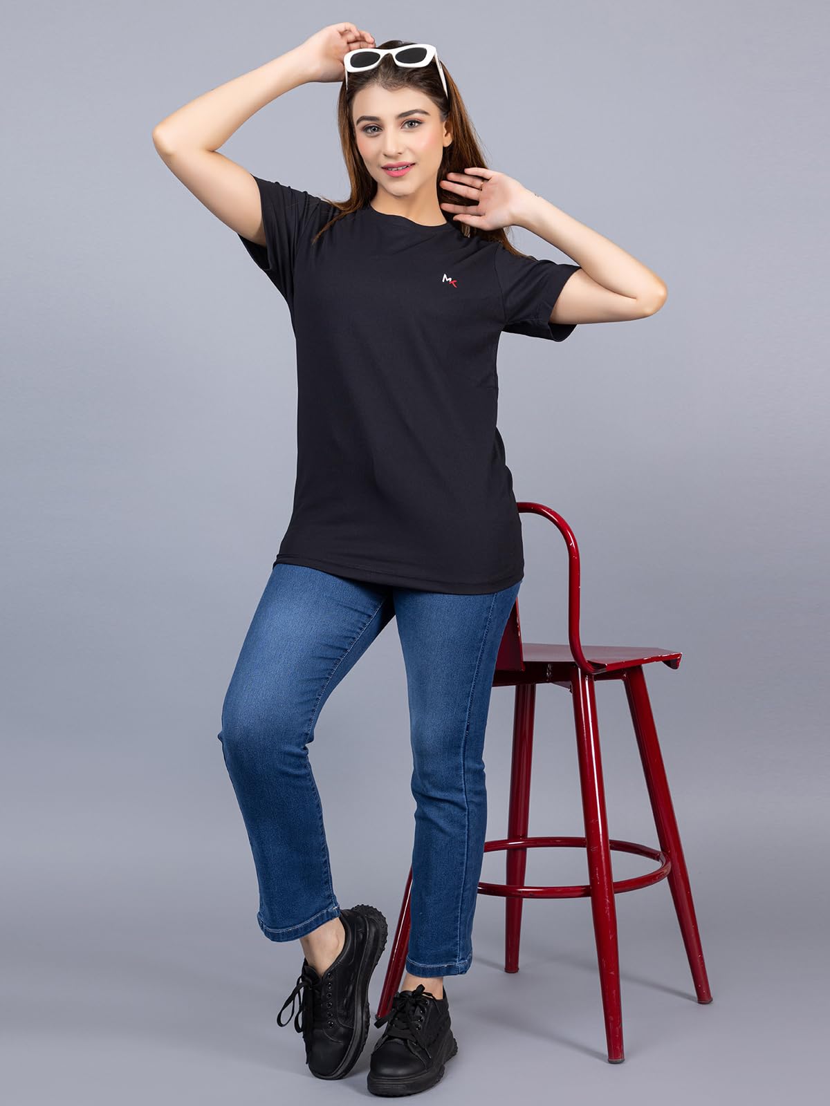 Magknit Women's Trendy Plain Sports T-Shirt - Breathable Summer Tee for Running, Gym & Casual Wear