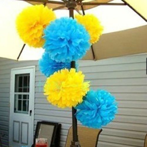 Kubert® Tissue Paper Pom Poms - 12 Pack Yellow & Silver Pom Poms in 3 Sizes for Wedding, Baby Shower & Party Decorations | DIY Pom Pom Flowers Kit for Mother's Day, Home & Craft Decor