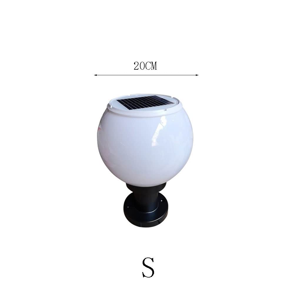 Solar LED Ball Column Head Light - White Acrylic Waterproof Outdoor Wall Lamp for Courtyard, Doorpost, Garden, Villa & Porch | Perfect for Pathway, Gate, Driveway and Landscape Lighting